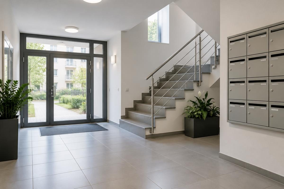 Illustration : hall et escalier de copropriété